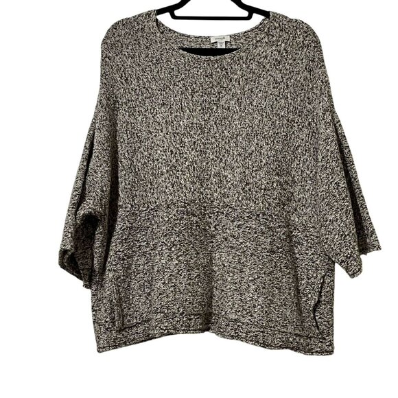 Pure Jill Sweaters - Pure Jill Womens Oversized Knit Top Size M Brown & White Cotton Blend